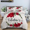 Red Rose King Queen Duvet Cover Romantic Flower Bedding Set Valentine's Day Quilt Cover Couples Floral Polyester Comforter Cover