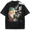 My Hero Academia Anime All·Might Midoriya Izuku Deku Washed T-shirt Oversized Tee Shirt Summer Pure Cotton Men Women Tshirt