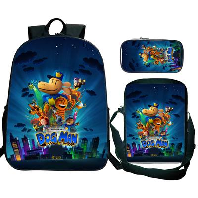 3pcs Dog Man Backpack Men Teens Port Travel Knapsack Students School Shoulder Bag Dogman Trend Laptop Rucksack