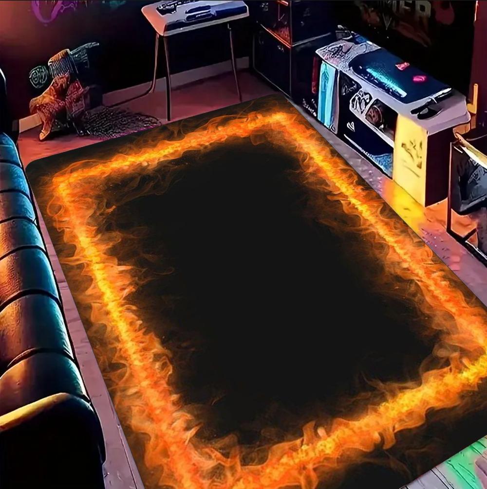 Neon LED 3D Illusion Spiral Grid Tunnel Carpet Visual Impact Gaming Esports Room Carpet Living Room Home Decoration Gift