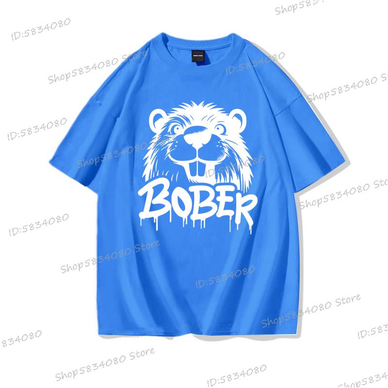 Hot Sales Cotton Bober Funny Meme Graphic T Shirts Harajuku Y2k Tees Tops Bobr Kurwa Print Unisex Fashion Casual Tshirts Y2k Top