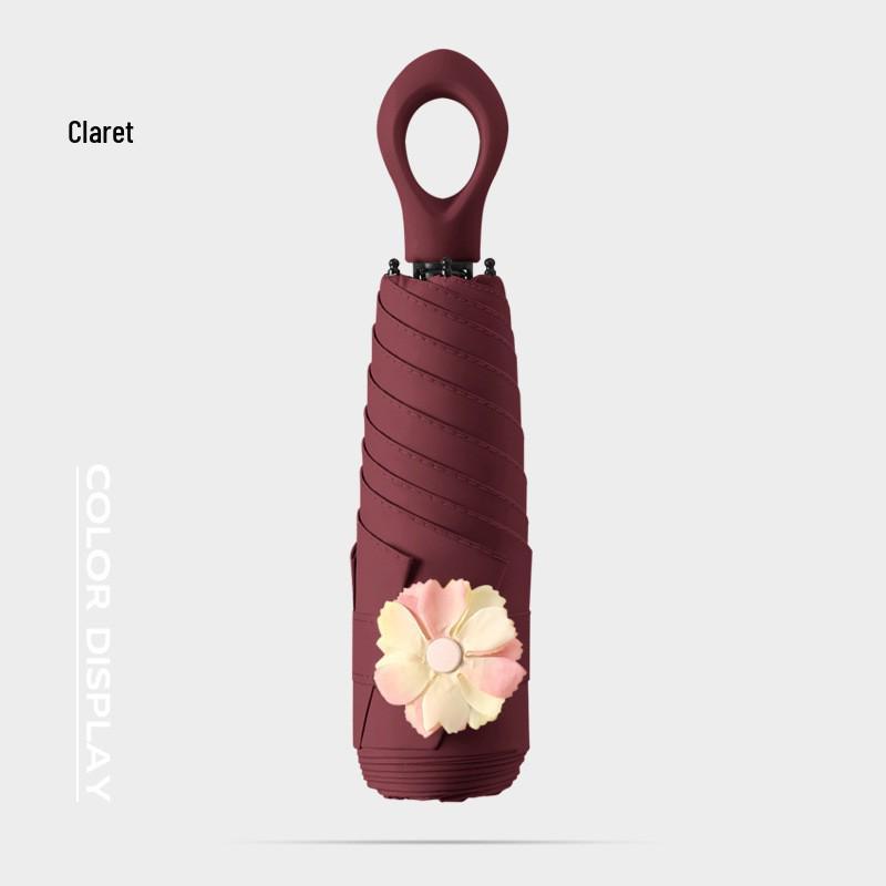 New Macaron Color Five-Fold Ultra-Light Sun Protection Compact Mini Umbrella with Buckle Handle