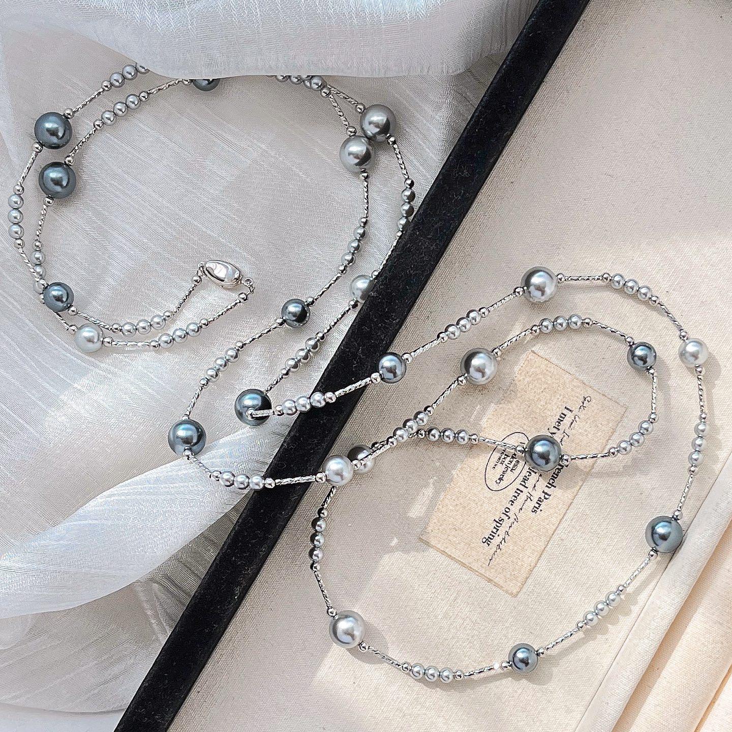 

Cold Autumn And Winter Boutique Highlight Shijia Pearl Sweater Chain Necklace Collarbone Chain Female