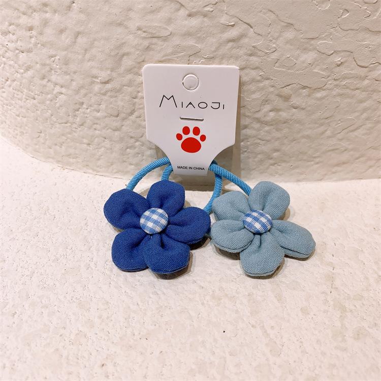 Kawaii Coffee Flower Bow Scrunchie Child Girl Kids Cute Elastic Hair Rubber Band Accessories Tie Hair Ring Rope Holder Headdress