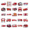 50pcs Waterproof Fire Truck Stickers for Suitcases, Scooters, Laptops & Tablets - Cartoon Decoration