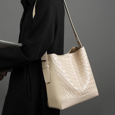 Leather Hand Woven Tote Leather Commuter Fashion Shoulder Bag Crossbody Bag for Women