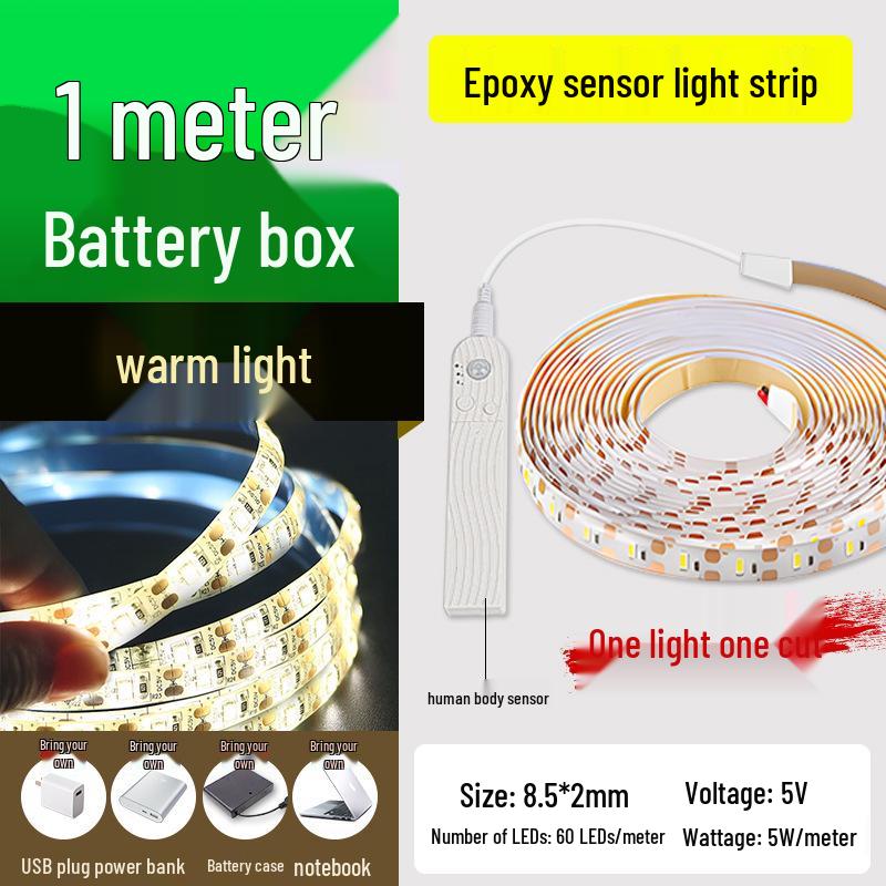 USB Rechargeable Motion Sensor LED Strip Light: Ultra-thin, Self-Adhesive, Wireless Night Lighting