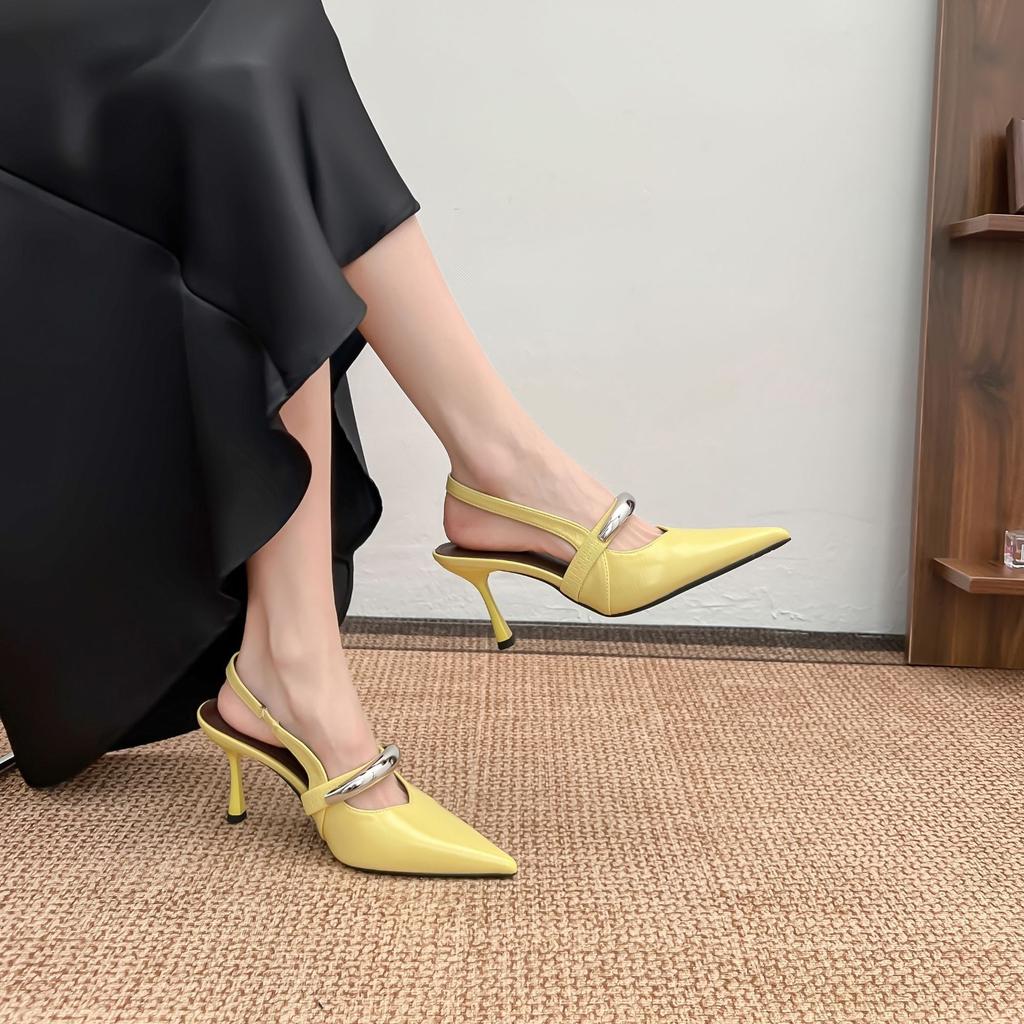 High Heels Are Not Tired of Feet, Small People Increase Their Height, Women's Shoes 2025 Summer New French Back Empty Single Shoes, Women's Fashion