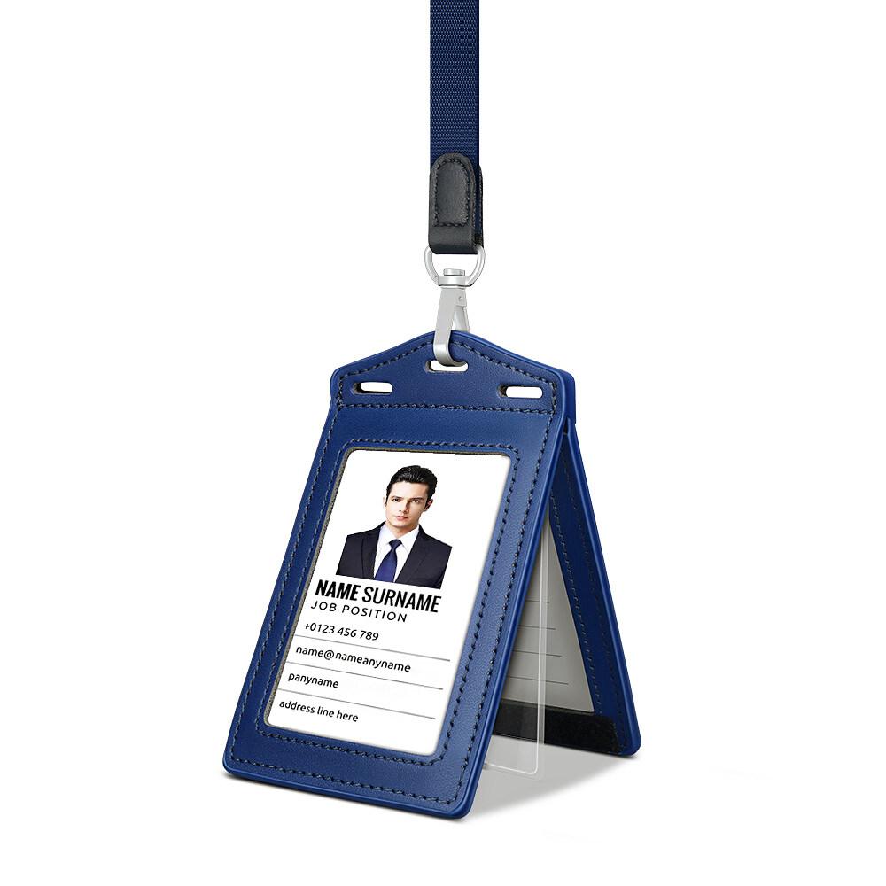 Retractable Reel Heavy Duty Carabiner Leather Card Badge Holders and Clear ID Window for Office Staffs Student Teacher Couriers