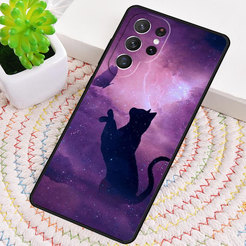 Anime Mond Katze Handyhülle für Samsung Galaxy note 10 pro S26 Ultra S23 S24 FE S25 S21 S22 PLUS stoßfeste Hülle