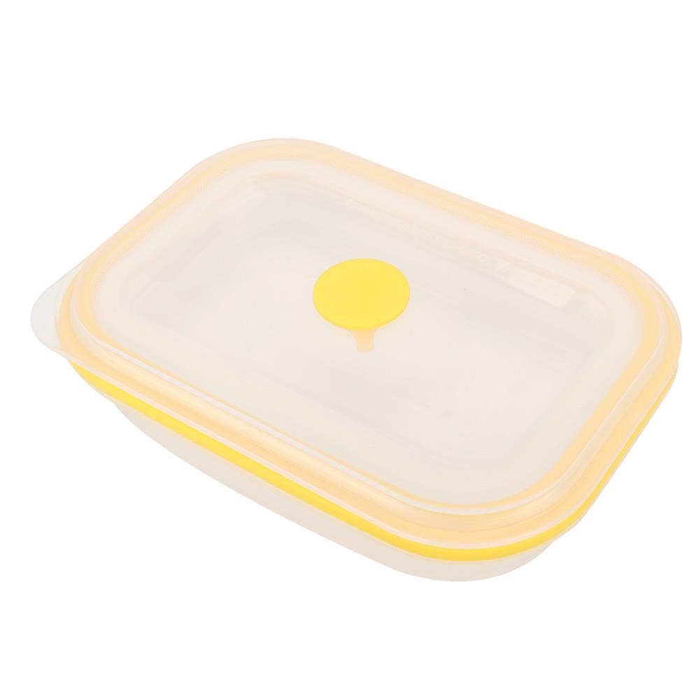 600ml Rectangular Portable Food Grade Silicone Folding Lunch Box Food Container (Yellow)