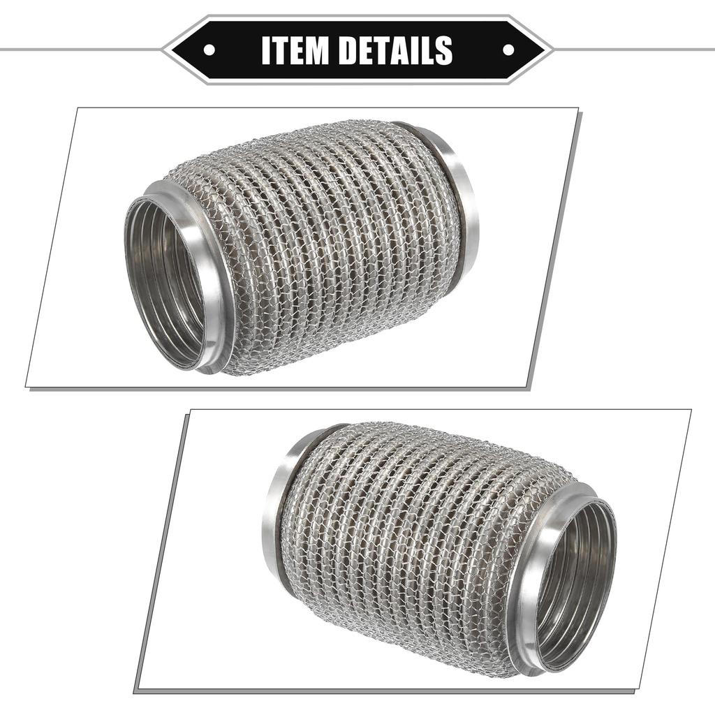 ABSOPRO Flexibilní výfuková trubka Univerzální pro odolnou nerezovou trubku stříbrné barvy, 76x152mm, Vlnovec, Auta, Ocel,