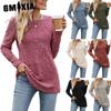 Women's Fashion Casual Solid Color Print Long Sleeve O Neck Blouses & Shirts