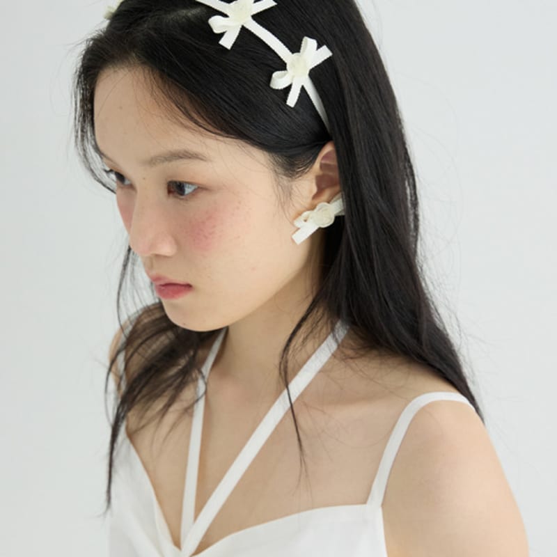 LOVUEE Frost Rose Headband with Cream color Bows
