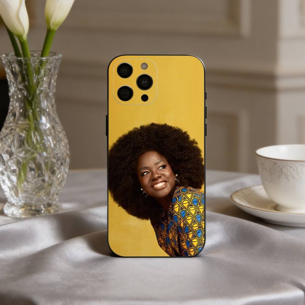 Edgy V-Viola D-Davis Actress Phone Case For iPhone 17pro,16,15,14,13,12,11 Plus,Pro Max,XS,Soft Silicone Black Cover