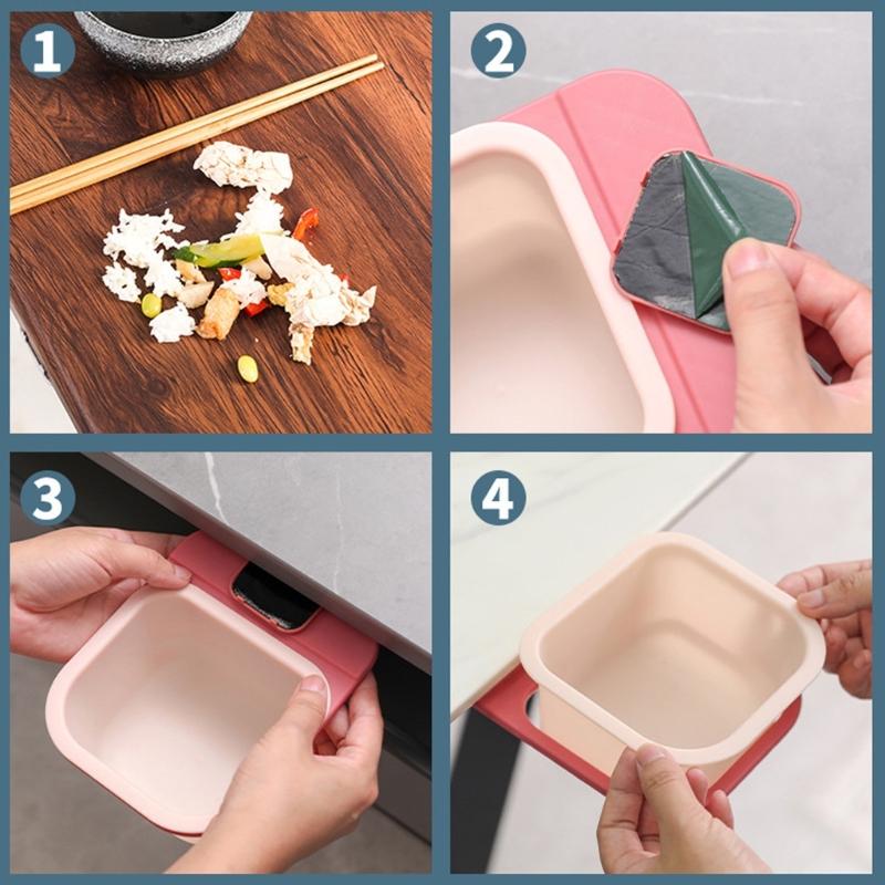 Black Rotating Desktop Waste Bin Feature Simple Open Close Mechanism Desk Waste Bin For Kitchen And Desk Organization