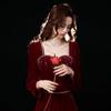 Toast Bridal Velvet 1011 New Skinny Long Sleeve Textured Burgundy Wedding Dress Women