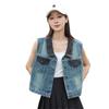 Women's Trendy Short Denim Vest with Pockets