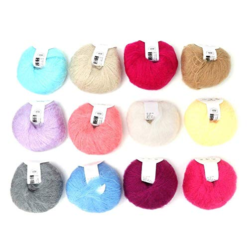 

ochun Knitting Yarn, Ultra-Fine, Fluffy, Soft Angora Mohair, Shrink-Resistant, Handwashable, for Weaving Scarves, Shawls, Sweaters, Hats, Shoes, Seat