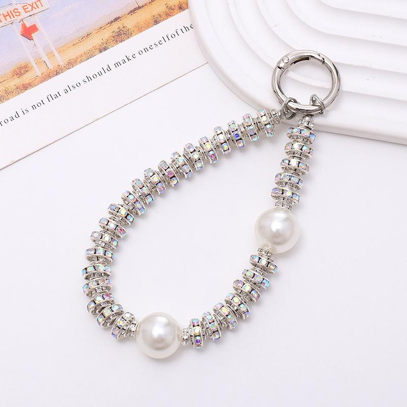 

Bracelet Diamond Pearl Beads Crystal Ring Hand Wrist Strap Rhinestone Lanyard for iPhone Huawei Redmi Xiaomi Samsung Phone Charm белый