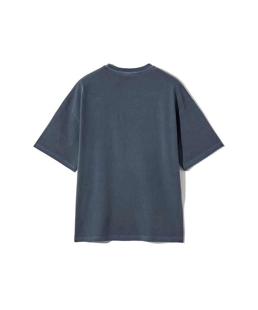GAKKAI UNIONS Crumble Pigment Applique Short Sleeve T-Shirt Dive Blue