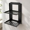 Folding Router Wall Shelf in Cold-Rolled Steel with Two Storage Levels and Cable Routing for Home Internet Devices