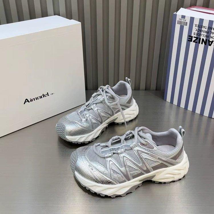 Lederversion~ Daddy Schuhe Damen dünn 2025 neu Sommer atmungsaktive Laufschuhe vielseitige Plateau Freizeitsportschuhe