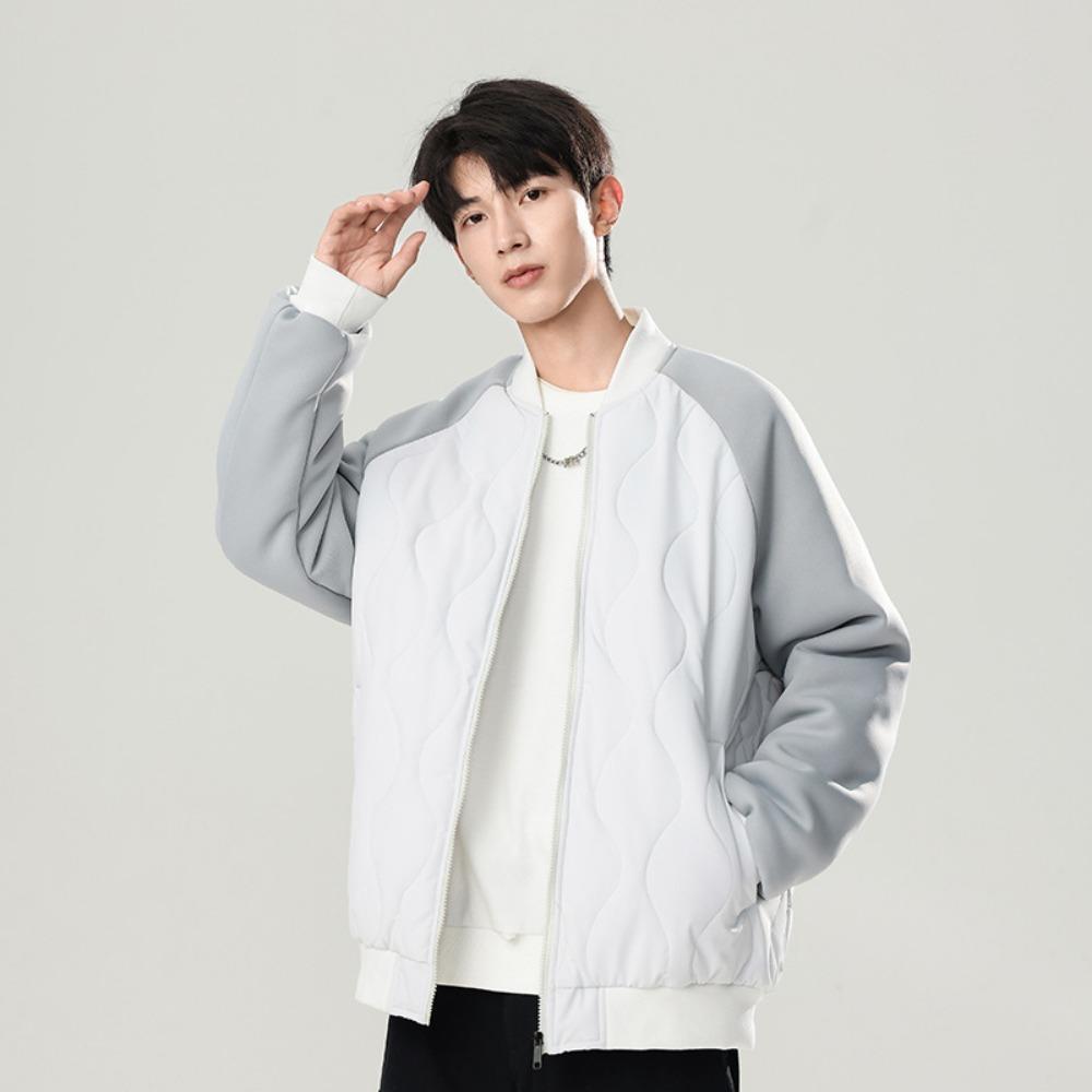 Men's Autumn Jacket Men's Trendy Brand Casual Versatile Stand-Up Neck Cotton Jacket Baseball Neck Windproof Warm Cotton Jacket Men's