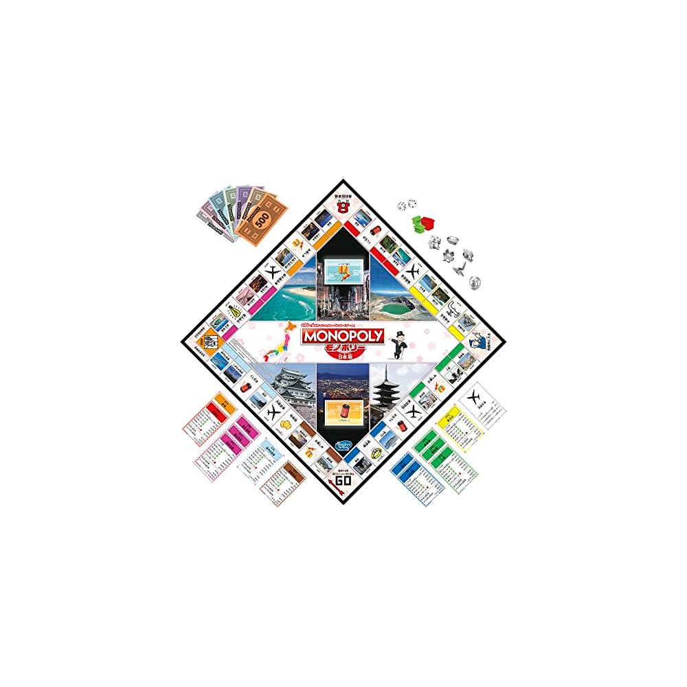 Hasbro Monopoly Japan Edition Family Board Game with Original Tokens Sakura Sushi Daruma Maneki Neko for 2-6 Players Ages 8+