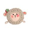 Wool Yarn Cute Sheep Shaped Coin Purse With Snap Closure For Casual Daily Use