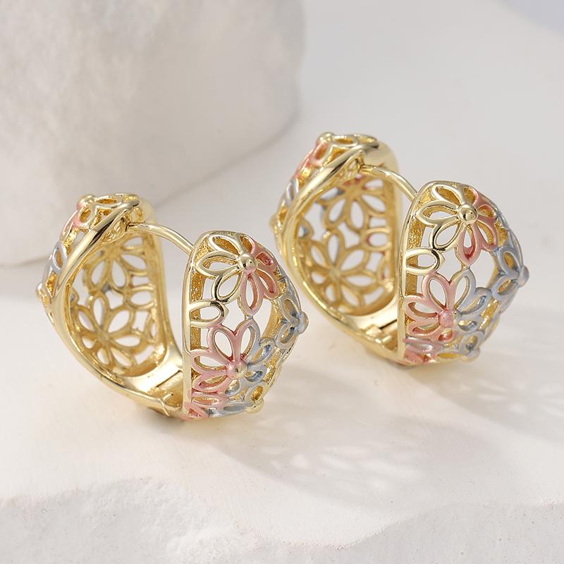 Boucles d'oreilles créoles creuses plaquées or vintage avec design texturé sculpté à la main pour femmes - Exquis Accessoires de Bijoux pour Banquet Festival