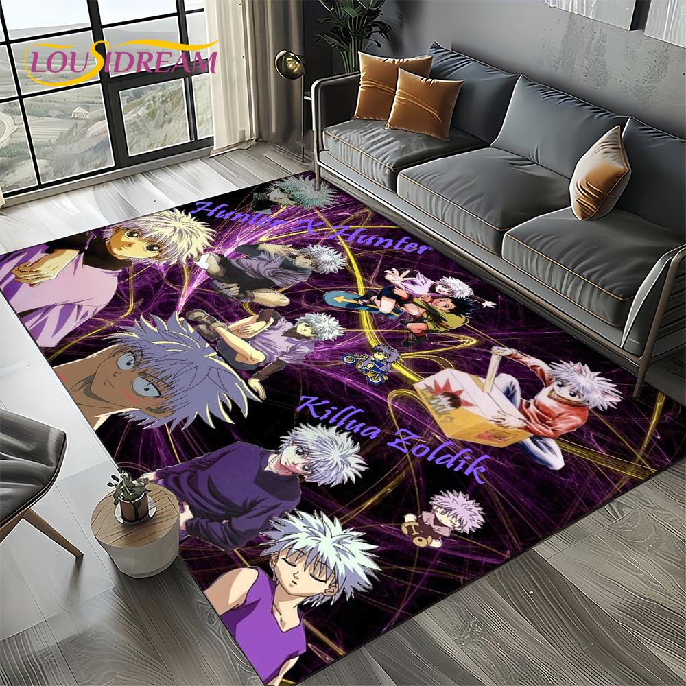 Alfombra HxH Anime Hunter×Hunter Dibujos Animados para Dormitorio Sala de Estar Decoración de Sofá del Hogar, Alfombrilla Grande Decorativa Infantil Regalo
