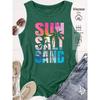 2026 Trendy SUN SALT SAND Beach Sunset Print Women Sleeveless Vest High Quality Casual Summer Tank Top