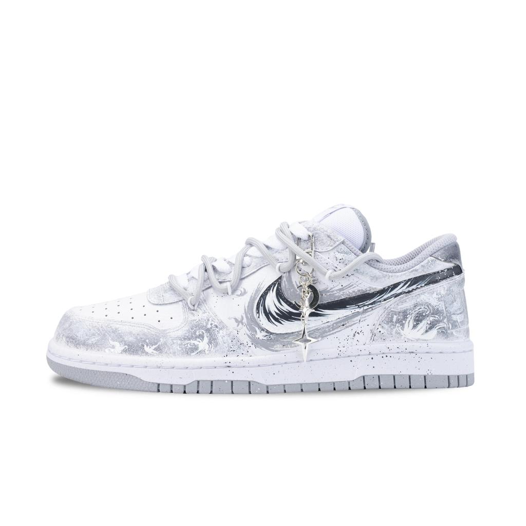 Nike Big Starfall Butterfly Dancing Abrasion Resistant Breathable Low Top Skateboard Shoes Unisex Gray White 355152-106(Team836-)