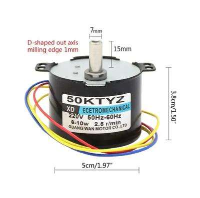 Permanent Magnet AC Synchronous Geared Motor 1RPM 2.5RPM Speed Reducer Motors Metal Geared Slow Speed Motor 50KTYZ