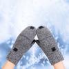 Winter Warm Knitted Fingerless Gloves Warm Convertible Mittens Flap Cover