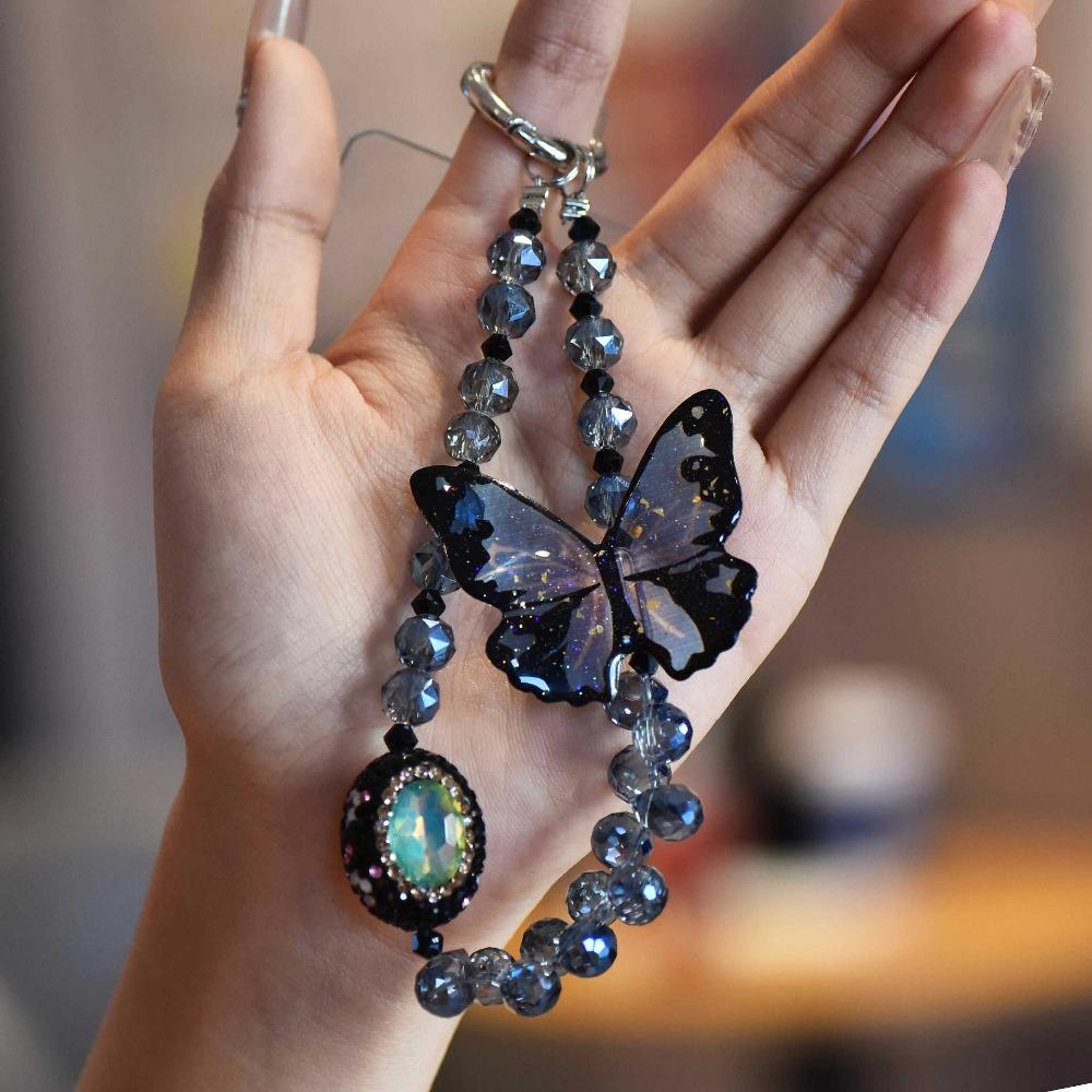 

3D Butterfly Design Mobile Phone Chain Anti-Loss Korean Style Phone Wrist Strap Anti-Theft Phone Accessory Keychain Pendant