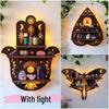 Luna Moth Crystal Shelf: Wooden Moon Lamp for Living Room Storage