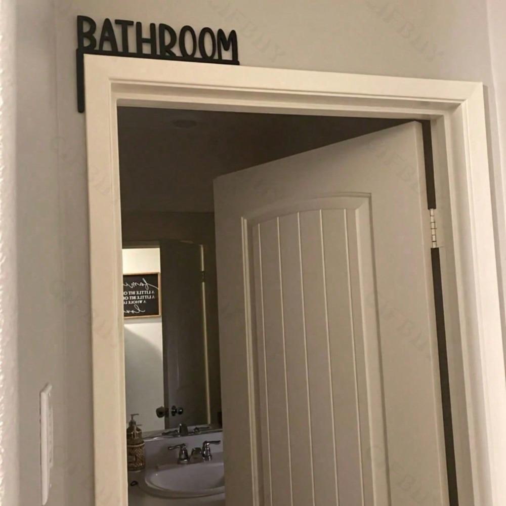 Vintage Metal Bathroom Sign Rustic Plaque Farmhouse Door Decor Holiday Gift