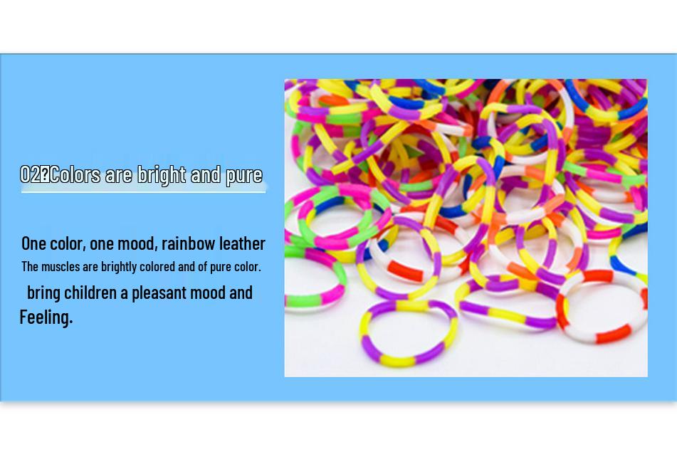 Elastici Arcobaleno in Gomma TPR ad Alta Elasticità da 1,5 cm per Braccialetti Intrecciati Fai da Te per Bambini - Confezione da 500g