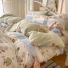 Super Soft Cotton Chenille Bear Embroidery Bedding Set - 4-Piece Simple Cartoon Duvet & Sheet
