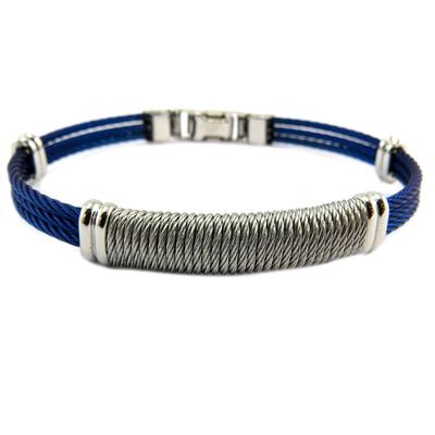 [P6877] - Armband Stahl 'Peaceful' blau-silbern