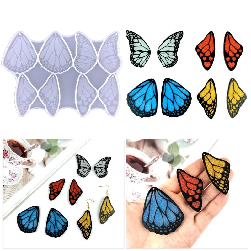 Resin Jewelry Molds Earring Silicone Molds Butterfly-Wing Epoxy Resin Casting Molds with Hole for DIY Pendant,Keychains