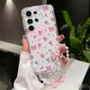 Case For Vivo V60 V40 V50 Lite Y31 5G Y33S Y21S Y28 4G Y17S Y04 Y03 Y29S Y28S Y18 Y400 Pink Bowknot Wrist Chain Cover