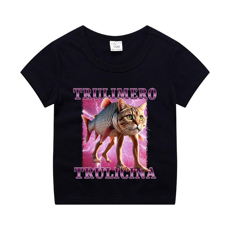 Italian Brainrot Boy Girl Cotton T-shirt Tung Tung Tung Sahur Kids Summer Clothing Funny Meme Children Short Sleeve Tops Unisex