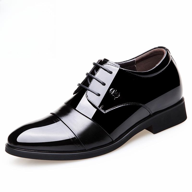 Men's Hollowed Out Inner Height Increase of 6CM Men's Shoes Business Formal Wear Breathable Wedding Groom's Leather Shoes