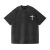 Vintage Wash Cross Graphic T-Shirt Unisex Minimal Faith Pocket Print Tee Gift