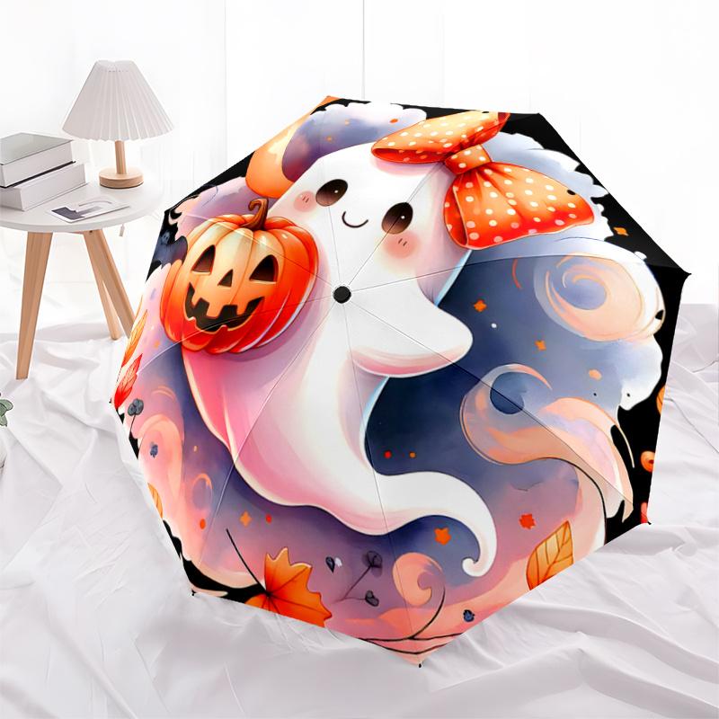 

1pc Adorable Ghost & Pumpkin Halloween Automatic Opening and Closing Umbrella - Suitable for Various Occasions, Outdoor Activities, Lightweight a