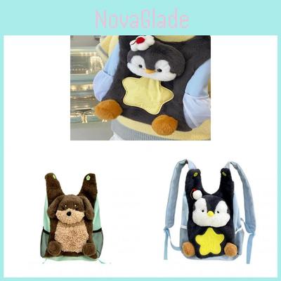 Mochila de Pelúcia de Pinguim Fofa de Desenho Animado Para Crianças Uso Escolar e de Viagem