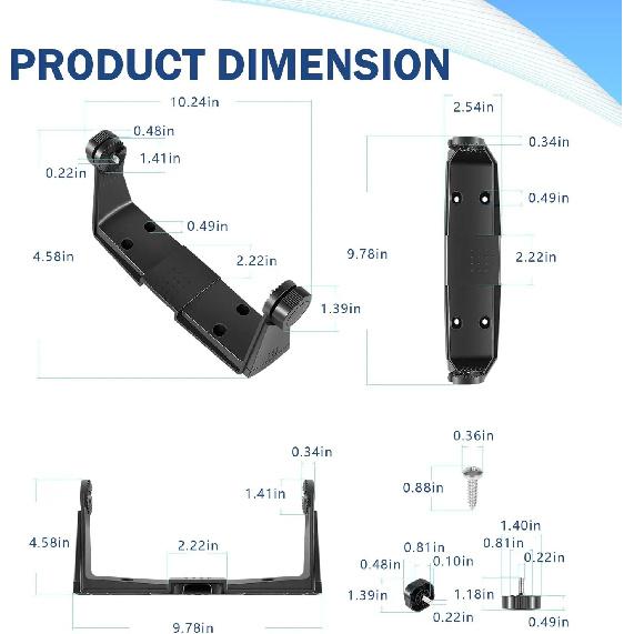 000-13702-001 Marine Gimbal Mounting Bracket with Knobs for GO9, NSS7 EVO3, Cruise 9, Vulcan9, Zeus³ 7 (Black)